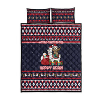 Llama and Snowman Quilt Bed Set with Gifts and Nordic Pattern - Wonder Print Shop