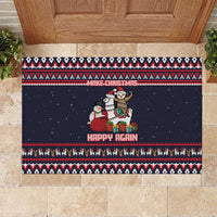Llama and Snowman Rubber Doormat with Gifts and Nordic Pattern - Wonder Print Shop