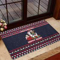 Llama and Snowman Rubber Doormat with Gifts and Nordic Pattern - Wonder Print Shop
