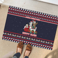 Llama and Snowman Rubber Doormat with Gifts and Nordic Pattern - Wonder Print Shop