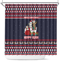 Llama and Snowman Shower Curtain with Gifts and Nordic Pattern - Wonder Print Shop