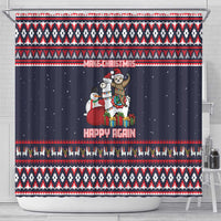 Llama and Snowman Shower Curtain with Gifts and Nordic Pattern - Wonder Print Shop