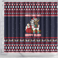 Llama and Snowman Shower Curtain with Gifts and Nordic Pattern - Wonder Print Shop