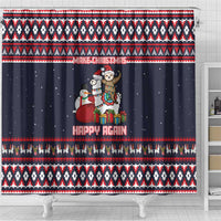 Llama and Snowman Shower Curtain with Gifts and Nordic Pattern - Wonder Print Shop