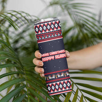 Llama and Snowman Skinny Tumbler with Gifts and Nordic Pattern - Wonder Print Shop