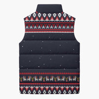 Llama and Snowman Sleeveless Puffer Jacket with Gifts and Nordic Pattern - Wonder Print Shop