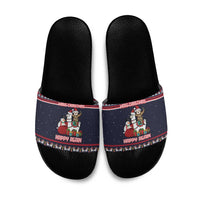 Llama and Snowman Slide Sandals with Gifts and Nordic Pattern - Wonder Print Shop