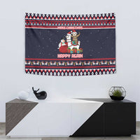 Llama and Snowman Tapestry with Gifts and Nordic Pattern - Wonder Print Shop
