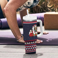 Llama and Snowman Tumbler With Handle with Gifts and Nordic Pattern - Wonder Print Shop