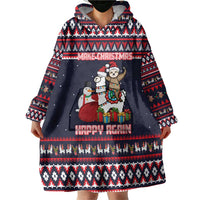 Llama and Snowman Wearable Blanket Hoodie with Gifts and Nordic Pattern - Wonder Print Shop