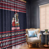 Llama and Snowman Window Curtain with Gifts and Nordic Pattern - Wonder Print Shop