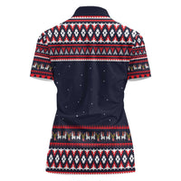 Llama and Snowman Women Polo Shirt with Gifts and Nordic Pattern - Wonder Print Shop