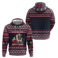 Llama and Snowman Zip Hoodie with Gifts and Nordic Pattern - Wonder Print Shop