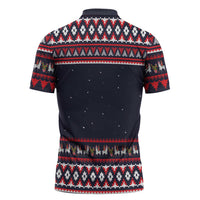 Llama and Snowman Zipper Polo Shirt with Gifts and Nordic Pattern - Wonder Print Shop