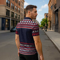 Llama and Snowman Zipper Polo Shirt with Gifts and Nordic Pattern - Wonder Print Shop