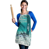 Striped Bass Fishing Apron with Underwater Ocean Scene and Teal Water Pattern - Wonder Print Shop