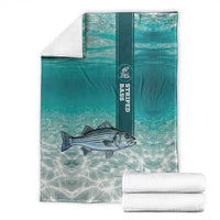 Striped Bass Fishing Blanket with Underwater Ocean Scene and Teal Water Pattern - Wonder Print Shop