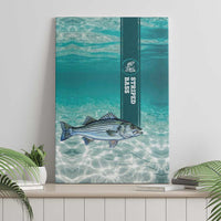 Striped Bass Fishing Canvas Wall Art with Underwater Ocean Scene and Teal Water Pattern - Wonder Print Shop