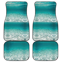 Striped Bass Fishing Car Mats with Underwater Ocean Scene and Teal Water Pattern - Wonder Print Shop