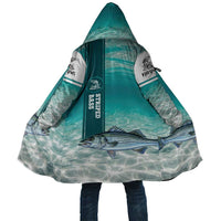 Striped Bass Fishing Cloak with Underwater Ocean Scene and Teal Water Pattern - Wonder Print Shop