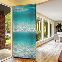 Striped Bass Fishing Door Cover with Underwater Ocean Scene and Teal Water Pattern - Wonder Print Shop