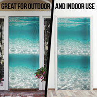 Striped Bass Fishing Door Cover with Underwater Ocean Scene and Teal Water Pattern - Wonder Print Shop