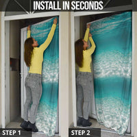 Striped Bass Fishing Door Cover with Underwater Ocean Scene and Teal Water Pattern - Wonder Print Shop