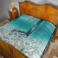 Striped Bass Fishing Quilt with Underwater Ocean Scene and Teal Water Pattern - Wonder Print Shop