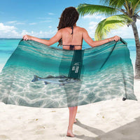 Striped Bass Fishing Sarong with Underwater Ocean Scene and Teal Water Pattern - Wonder Print Shop