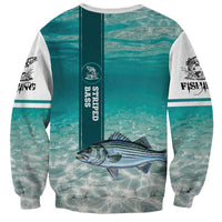 Striped Bass Fishing Sweatshirt with Underwater Ocean Scene and Teal Water Pattern - Wonder Print Shop