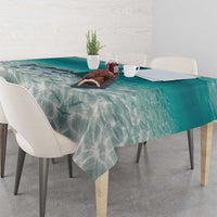 Striped Bass Fishing Tablecloth with Underwater Ocean Scene and Teal Water Pattern - Wonder Print Shop