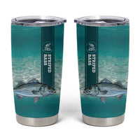 Striped Bass Fishing Tumbler Cup with Underwater Ocean Scene and Teal Water Pattern - Wonder Print Shop