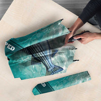 Striped Bass Fishing Umbrella with Underwater Ocean Scene and Teal Water Pattern - Wonder Print Shop