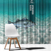 Striped Bass Fishing Window Curtain with Underwater Ocean Scene and Teal Water Pattern - Wonder Print Shop