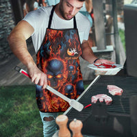 Custom Flaming Skull Bowling Apron with Fiery Pins and Intense Red Blue Flame Pattern - Wonder Print Shop