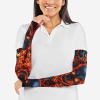 Custom Flaming Skull Bowling Arm Sleeves with Fiery Pins and Intense Red Blue Flame Pattern - Wonder Print Shop