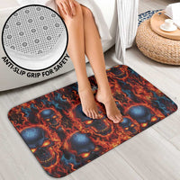 Custom Flaming Skull Bowling Bathroom Set with Fiery Pins and Intense Red Blue Flame Pattern - Wonder Print Shop