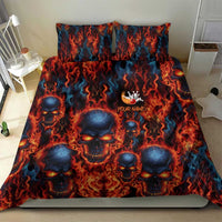Custom Flaming Skull Bowling Bedding Set with Fiery Pins and Intense Red Blue Flame Pattern - Wonder Print Shop