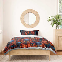 Custom Flaming Skull Bowling Bedding Set with Fiery Pins and Intense Red Blue Flame Pattern - Wonder Print Shop