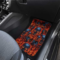 Custom Flaming Skull Bowling Car Mats with Fiery Pins and Intense Red Blue Flame Pattern - Wonder Print Shop