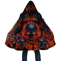 Custom Flaming Skull Bowling Cloak with Fiery Pins and Intense Red Blue Flame Pattern - Wonder Print Shop
