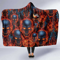 Custom Flaming Skull Bowling Hooded Blanket with Fiery Pins and Intense Red Blue Flame Pattern - Wonder Print Shop