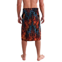 Custom Flaming Skull Bowling Lavalava with Fiery Pins and Intense Red Blue Flame Pattern - Wonder Print Shop