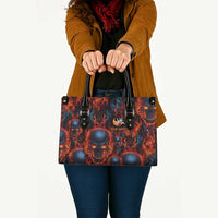 Custom Flaming Skull Bowling Leather Bag with Fiery Pins and Intense Red Blue Flame Pattern - Wonder Print Shop