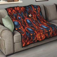 Custom Flaming Skull Bowling Quilt with Fiery Pins and Intense Red Blue Flame Pattern - Wonder Print Shop
