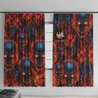 Custom Flaming Skull Bowling Window Curtain with Fiery Pins and Intense Red Blue Flame Pattern - Wonder Print Shop