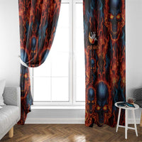 Custom Flaming Skull Bowling Window Curtain with Fiery Pins and Intense Red Blue Flame Pattern - Wonder Print Shop