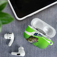 Bass Master Fishing AirPods Case with Jumping Largemouth Bass and Green Wave Pattern - Wonder Print Shop