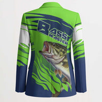 Bass Master Fishing Blazer with Jumping Largemouth Bass and Green Wave Pattern - Wonder Print Shop