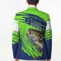 Bass Master Fishing Blazer with Jumping Largemouth Bass and Green Wave Pattern - Wonder Print Shop